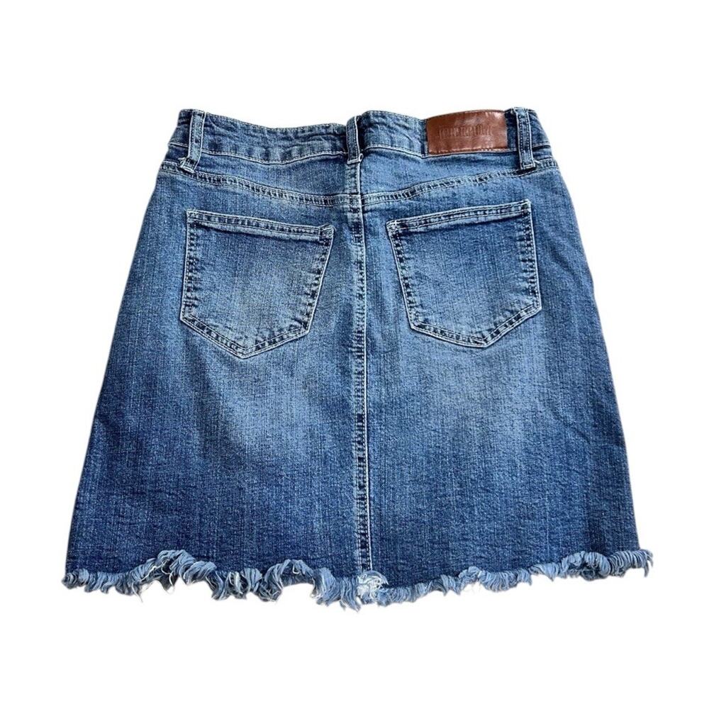 Hydraulic Soho High Rise Skirt Sz 4 Pearls Blue Wash Frayed Preppy Denim - Picture 5 of 6